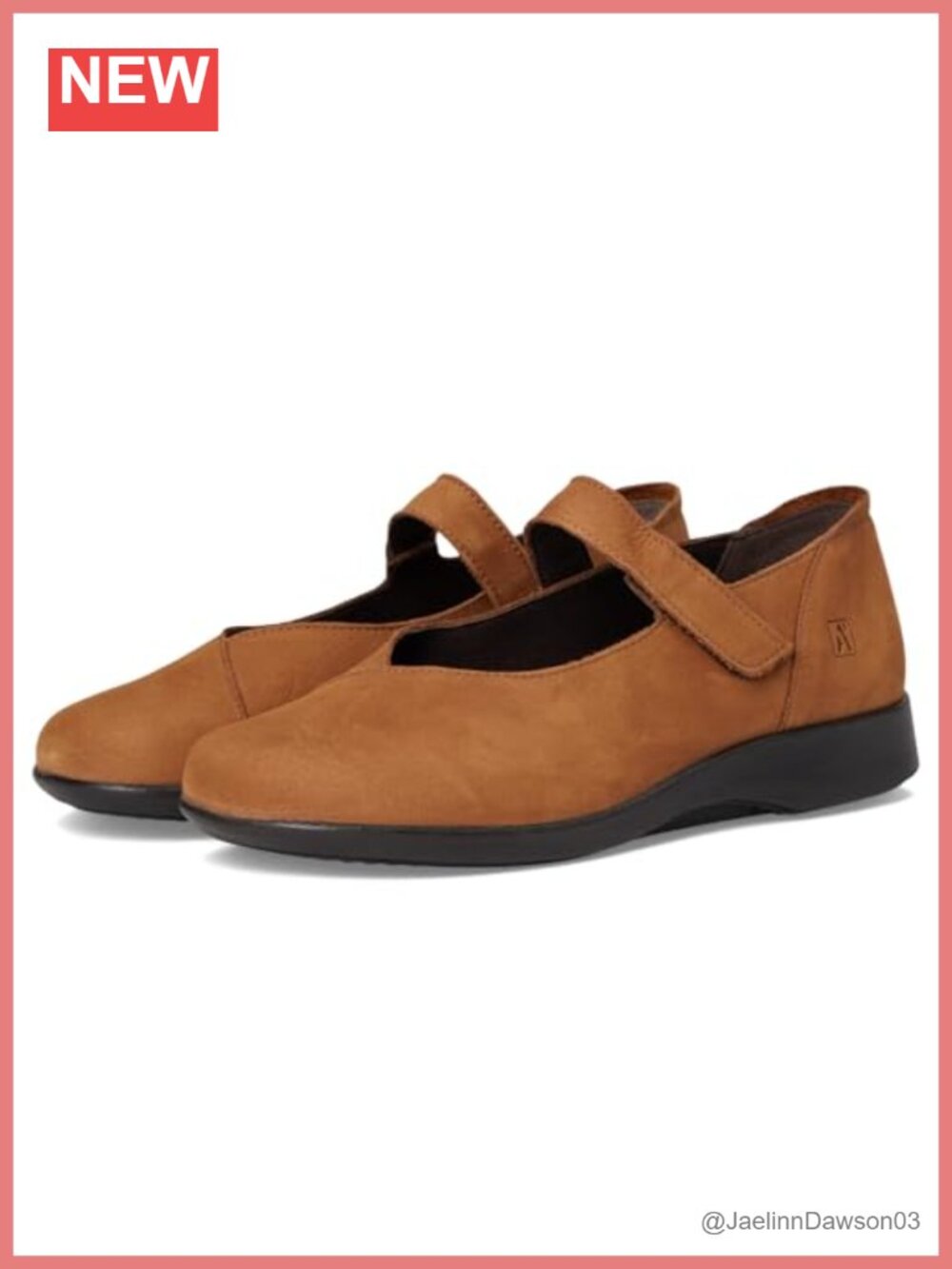 Arcopedico Mary Jane Flats, Leather, Adjustable Hook-and-Loop, Low Top, Round